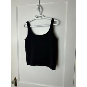 Avec Les Filles Black Seamless Supportive Cropped Stretch Knit Tank Top Size XL